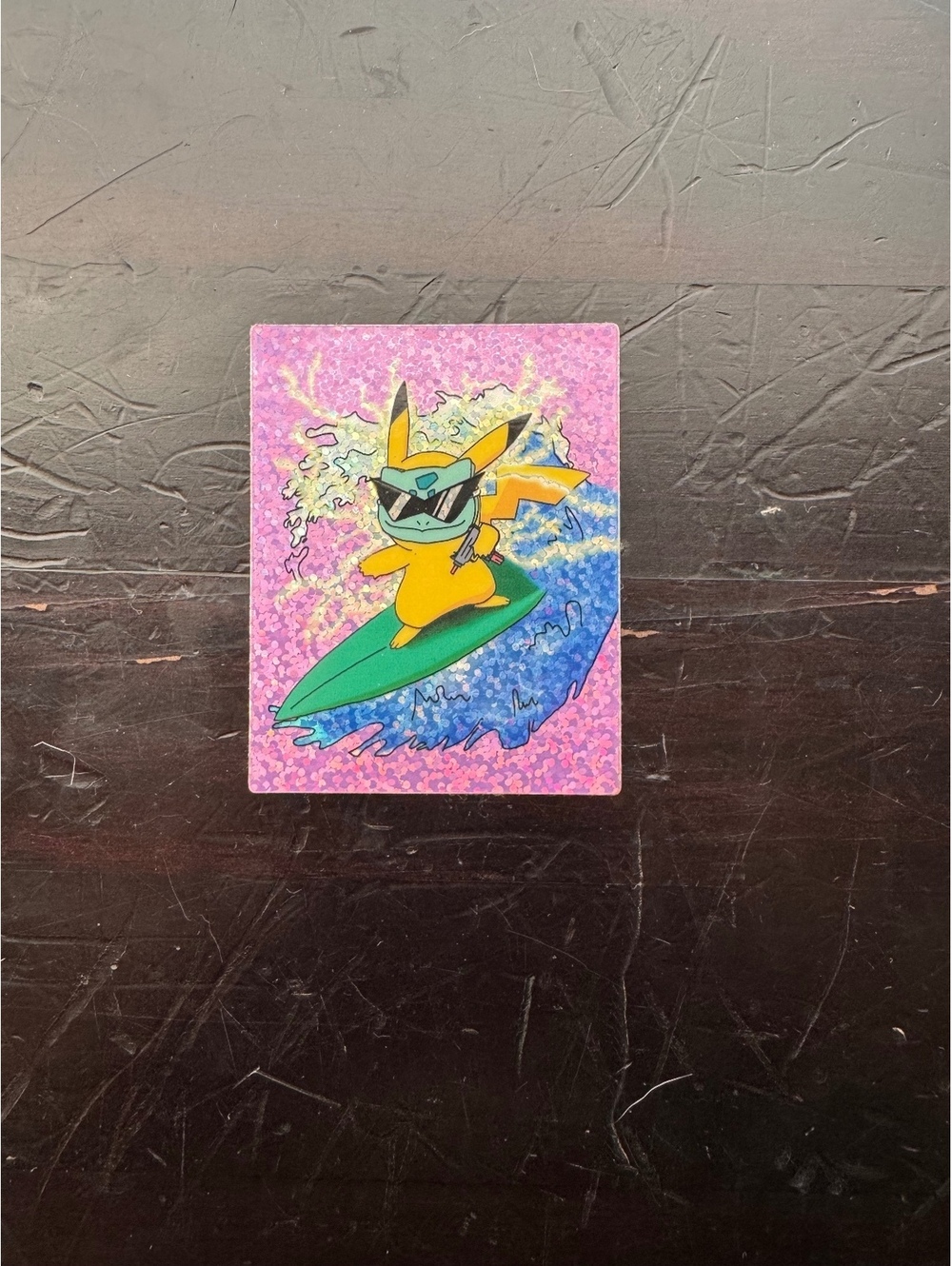 Custom Cool Pikachu Uzi Surfing Holographic Sticker